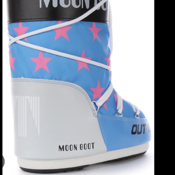 Moon Boot Icon Retrobiker Snow Boots Blue Pink Moon Boot Stars Snow Boots - Picture 13 of 15